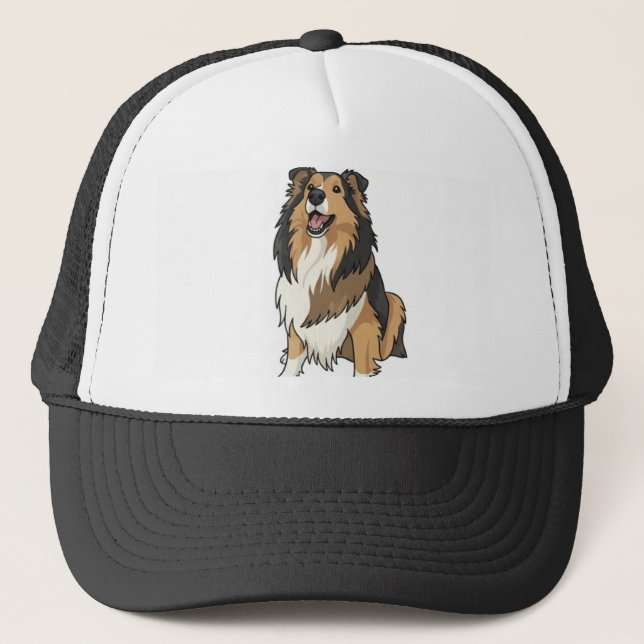 Gorra De Camionero Cartoon style Sheltie (Anverso)