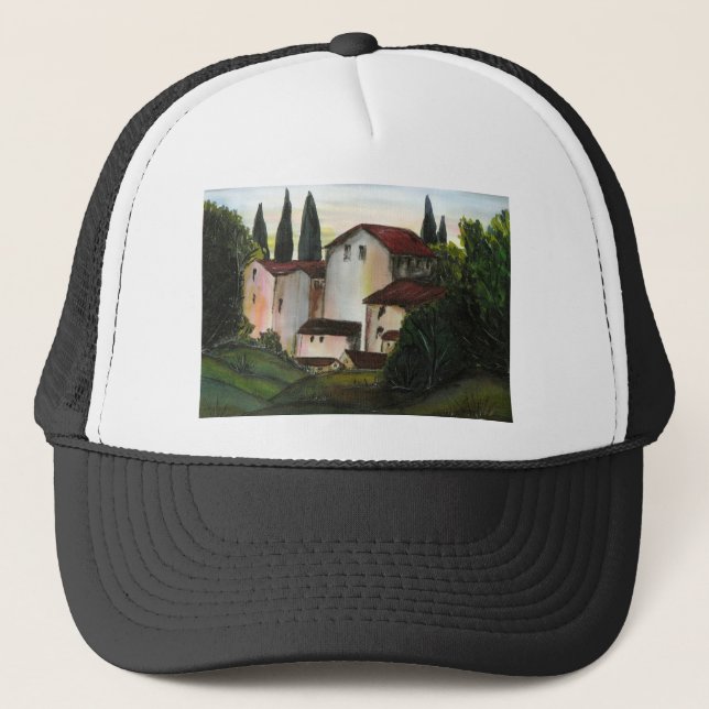 Gorra De Camionero Casa de Pueblo Dibujo Toscana italia Campo (Anverso)