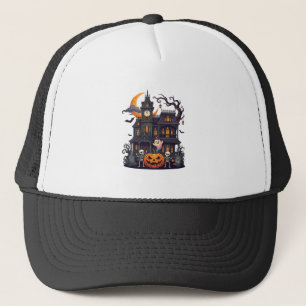 Gorra De Camionero Casa Embrujada de Halloween Esqueletos Calabaza Fa
