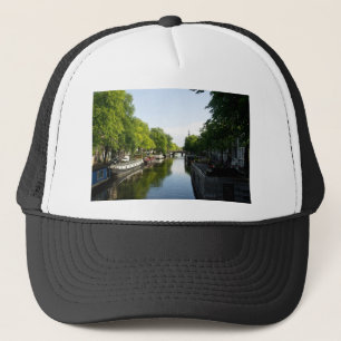 Gorra De Camionero Casas flotantes en el canal Prinsengracht Amsterda