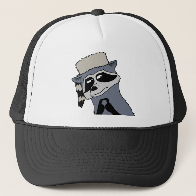 Gorra De Camionero Casquillo de coonskin del mapache que lleva (Anverso)