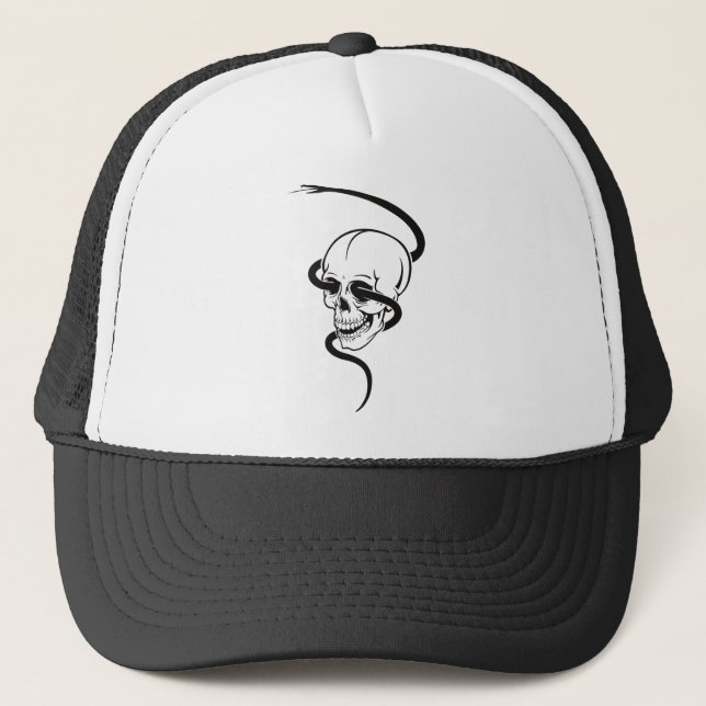 Gorra De Camionero Casquillo de la serpiente y del cráneo (Anverso)