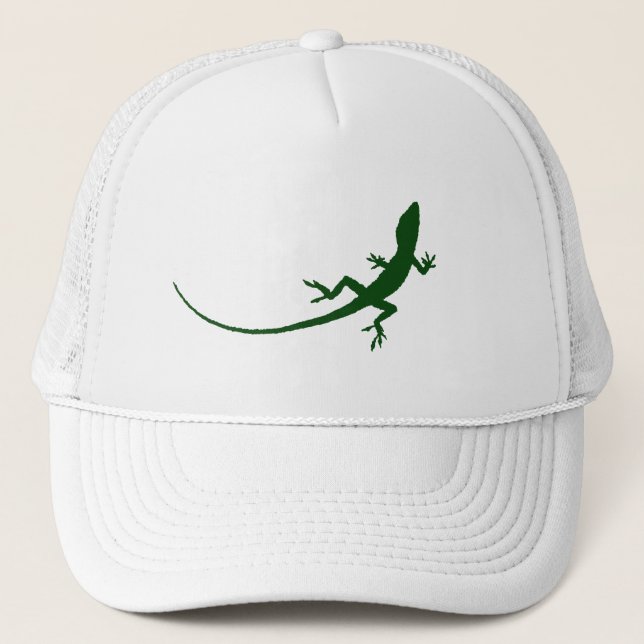 Gorra De Camionero Casquillo de la silueta del lagarto verde (Anverso)