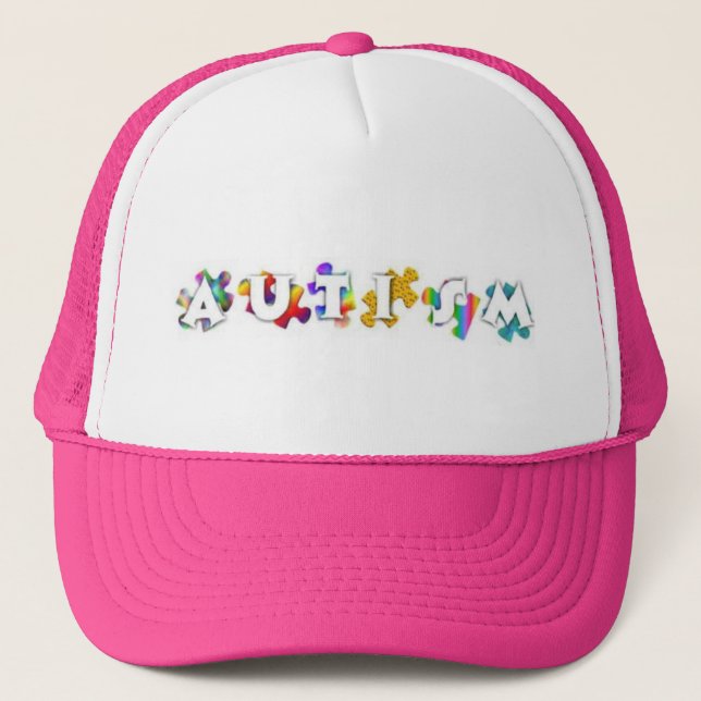 Gorra De Camionero Casquillo del arco iris del autismo (Anverso)