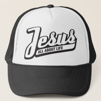 Gorra De Camionero Casquillo del camionero de Jesús - blanco y negro