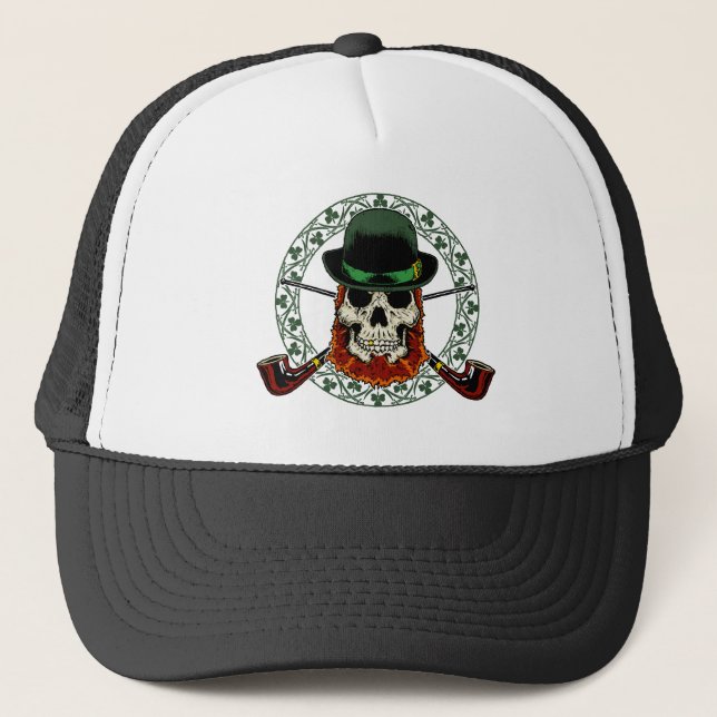 Gorra De Camionero Casquillo del cráneo del Leprechaun (Anverso)