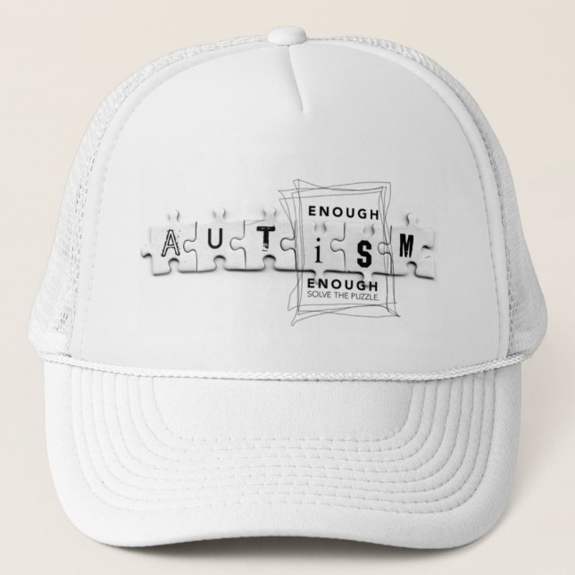 Gorra De Camionero Casquillo del rompecabezas del autismo (Anverso)