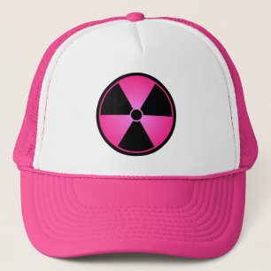 Gorra De Camionero Casquillo rosado del símbolo de la radiación