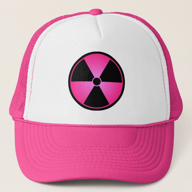 Gorra De Camionero Casquillo rosado del símbolo de la radiación (Anverso)