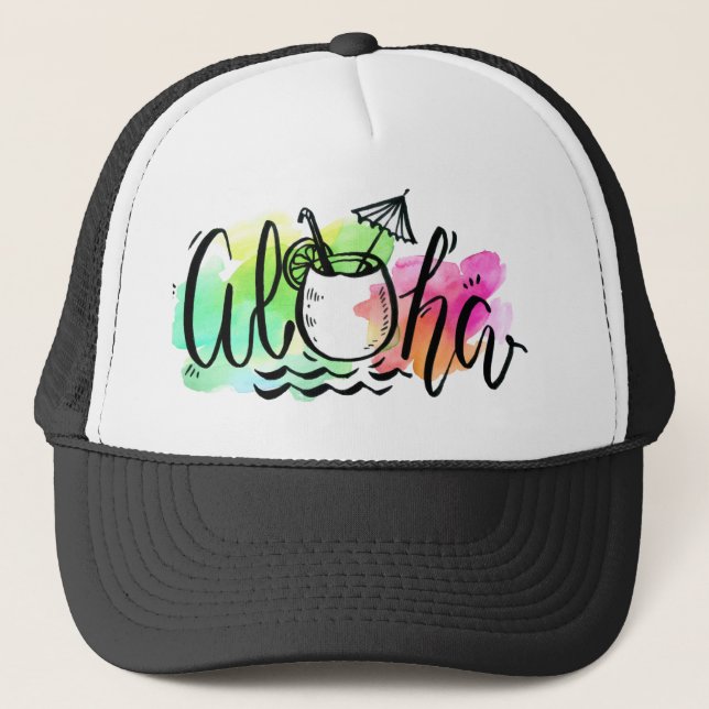 Gorra De Camionero Casquillos de la cara de la hawaiana (Anverso)