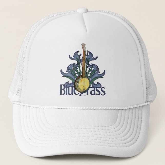 Gorra De Camionero Casquillos del diseño del banjo del Bluegrass (Anverso)