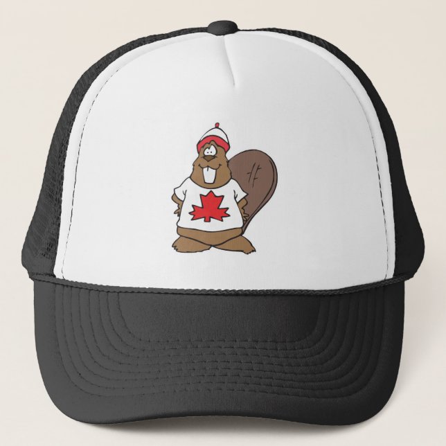 Gorra De Camionero castor canadiense feliz (Anverso)