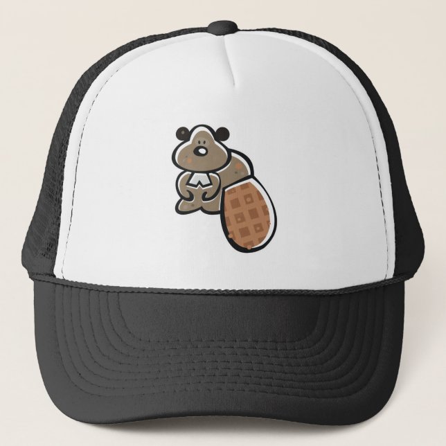 Gorra De Camionero castor de dibujos animados lindo (Anverso)