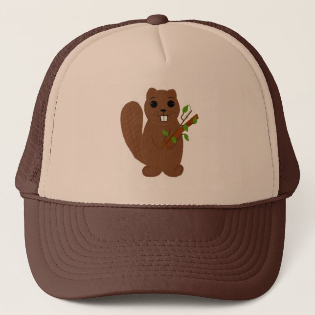 Gorra De Camionero Castor de dibujos animados lindo (Anverso)