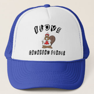 Gorra De Camionero Castor travieso del canadiense del amor de I