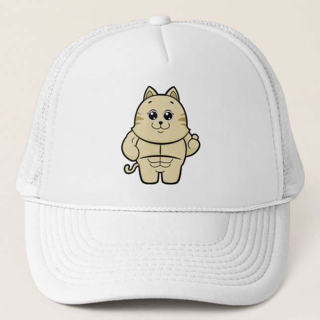 Gorra De Camionero Cat as Bodybuilder con paquete de seis (Anverso)