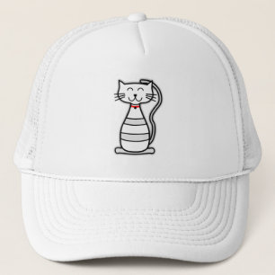 Gorra De Camionero cat red gray black happy white cartoon kitten smil