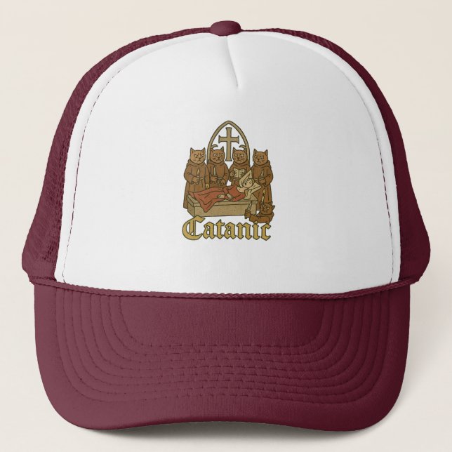 Gorra De Camionero Catánico - Meme medieval de culto al gato (Anverso)