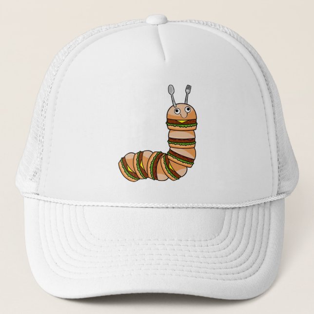 Gorra De Camionero Caterpillar como Cheeseburger con carne y ensalada (Anverso)