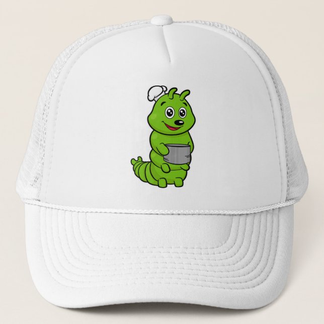 Gorra De Camionero Caterpillar como cocinero con olla de cocina (Anverso)