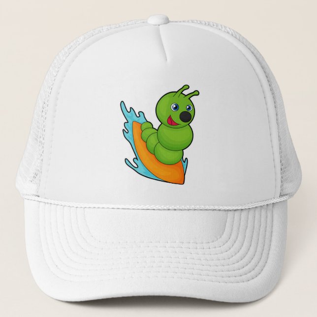 Gorra De Camionero Caterpillar como surfista con Surfboard (Anverso)