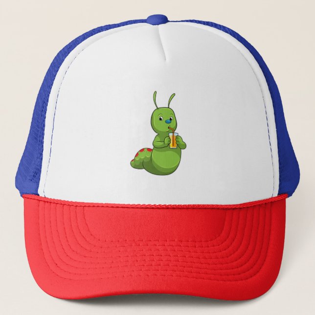 Gorra De Camionero Caterpillar con zumo de Naranja de vidrio (Anverso)