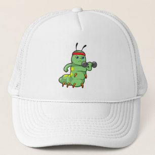 Gorra De Camionero Caterpillar en entrenamiento de fuerza con Dumbbel