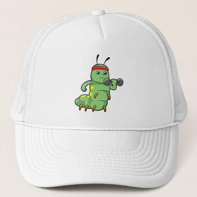 Gorra De Camionero Caterpillar en entrenamiento de fuerza con Dumbbel (Anverso)