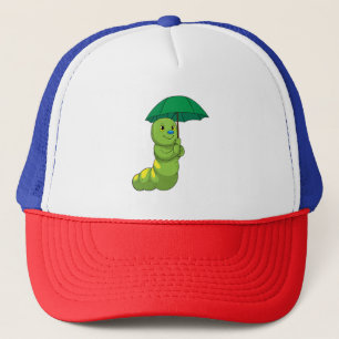 Gorra De Camionero Caterpillar en la lluvia con paraguas