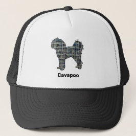 Gorra De Camionero Cavapoo Cute Dog Silhouette Grid Personalizado