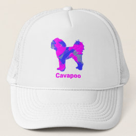 Gorra De Camionero Cavapoo Dog Cute Personalizado de silueta rosa