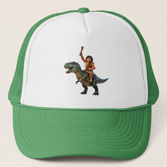Gorra De Camionero Caveman riding a dinosaur (Anverso)