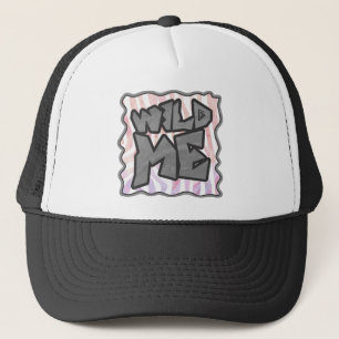 Gorra De Camionero Cebra rosa y blanca salvaje de mí