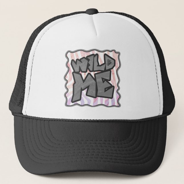 Gorra De Camionero Cebra rosa y blanca salvaje de mí (Anverso)