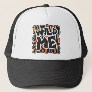 Gorra De Camionero Cebra salvaje negra y naranja
