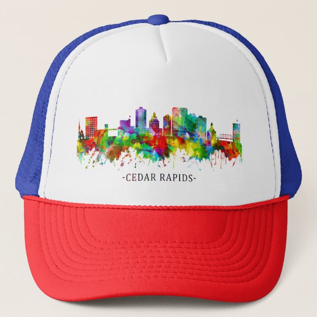 Gorra De Camionero Cedar Rapids Iowa Skyline (Anverso)