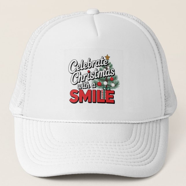 Gorra De Camionero Celebrar a los Navidades con sonrisa (Anverso)