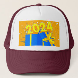 Gorra De Camionero Celebrar el año 2024 con caja de regalo blanca y m