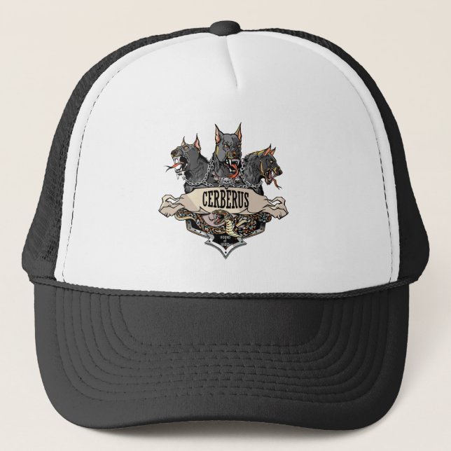Gorra De Camionero Cerberus Hellhound y snowboard (Anverso)