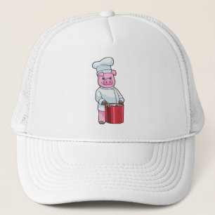 Gorra De Camionero Cerdo como cocinero con olla de cocina