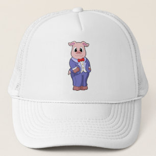 Gorra De Camionero Cerdo como novio con traje