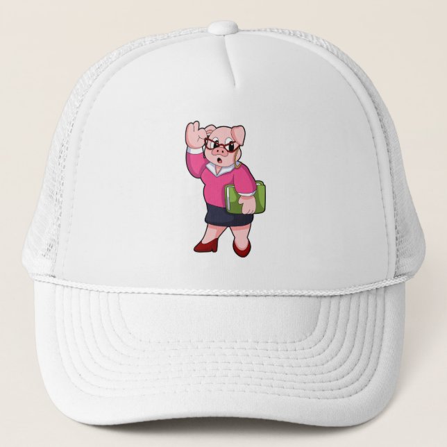 Gorra De Camionero Cerdo como secretario con anteojos (Anverso)