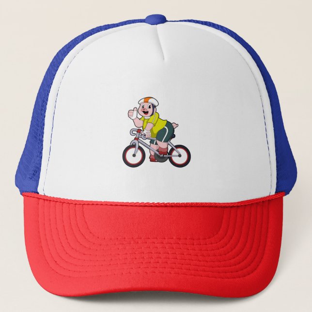 Gorra De Camionero Cerdo con bicicleta y casco (Anverso)