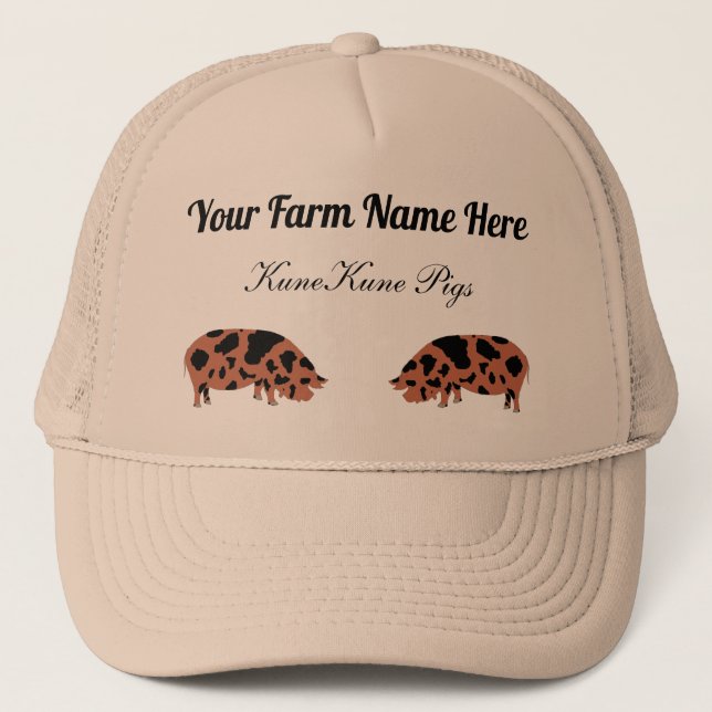 Gorra De Camionero Cerdo de KuneKune personalizado (Anverso)