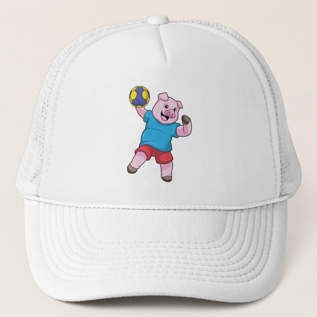 Gorra De Camionero Cerdo en deportes de balonmano (Anverso)
