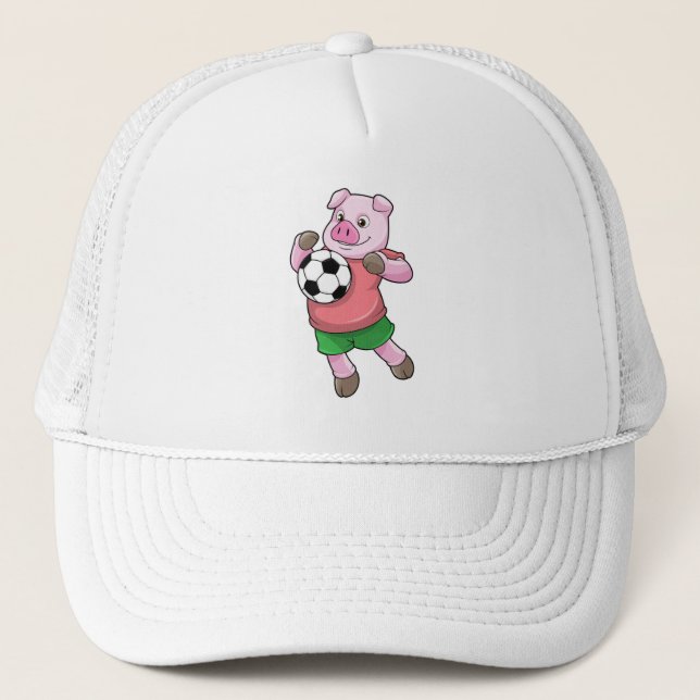 Gorra De Camionero Cerdo en deportes de fútbol (Anverso)