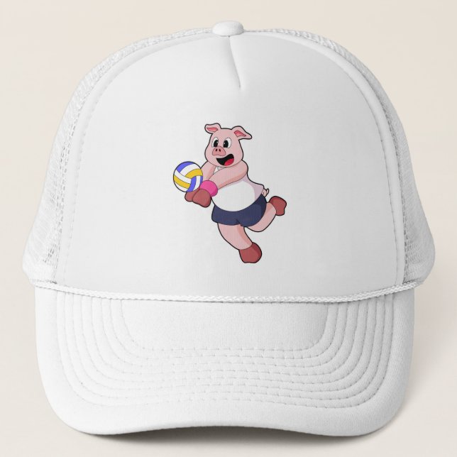 Gorra De Camionero Cerdo en deportes de voleibol (Anverso)