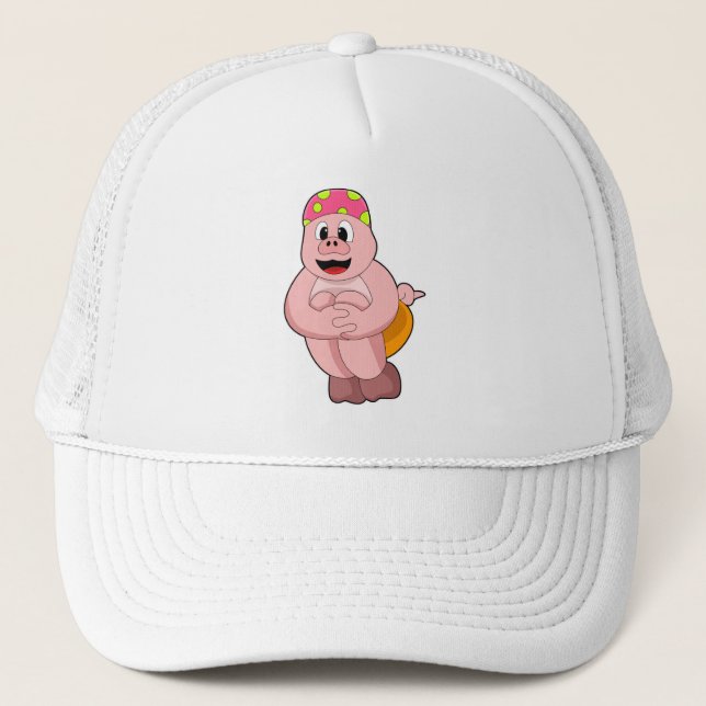 Gorra De Camionero Cerdo en saltar al agua (Anverso)