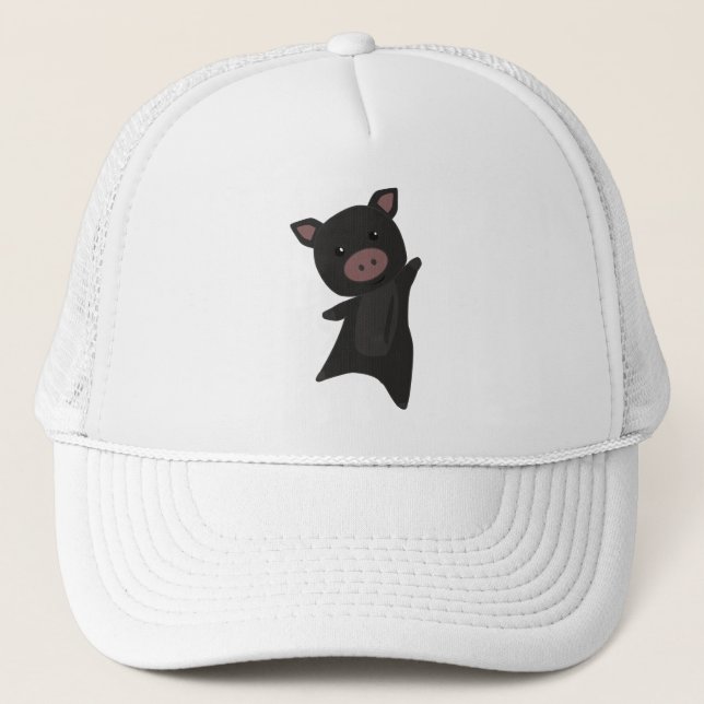 Gorra De Camionero Cerdo Negro Cerdo Cerdo Cívico Animales Niños (Anverso)
