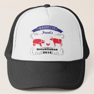 Gorra De Camionero Cerdo, Pollo y Vaca Barbacoa Vintage